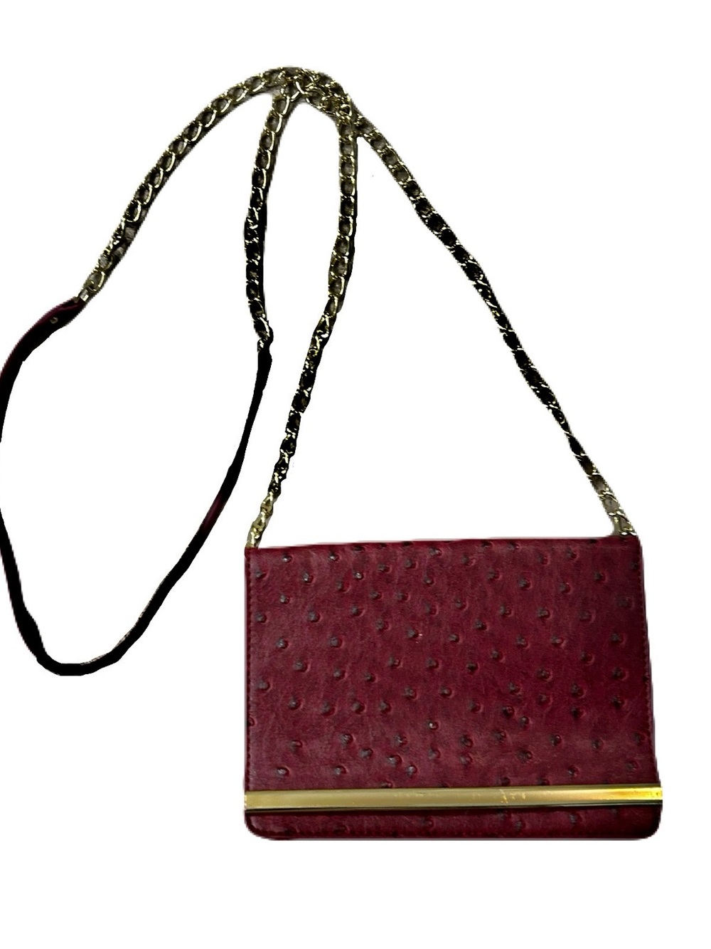 Banana Republic Burgundy Crossbody Bag with Gold Chain Trim